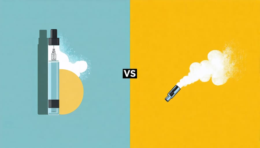 Side-by-side comparison of vaping devices and holistic recovery tools like therapy