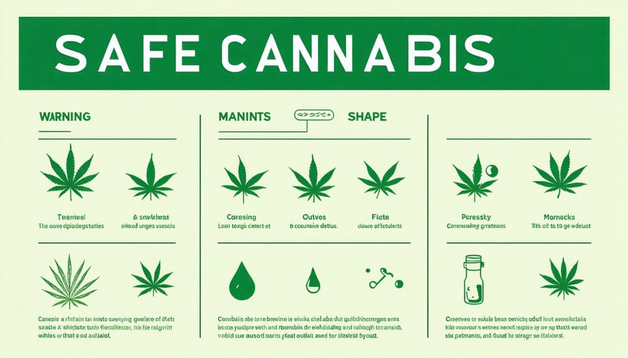 Visual guide displaying recommended cannabis usage practices and risk indicators